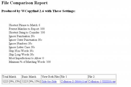 WCopyFind Report