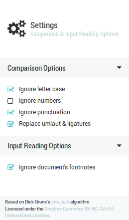 Settings panel